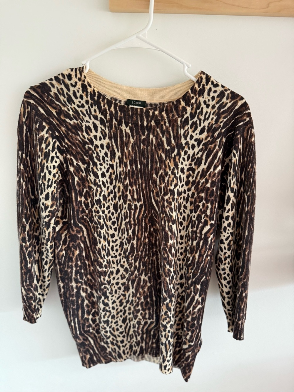 J. Crew Leopard Print Merino Wool Sweater Medium
